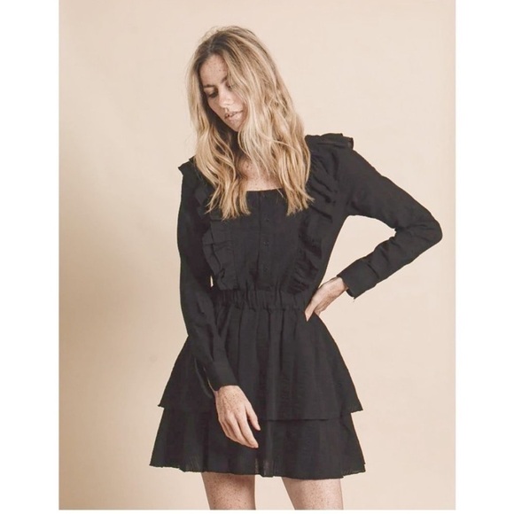 The Shirt Rochelle Behrens black ruffled Stella mini dress - Picture 1 of 12